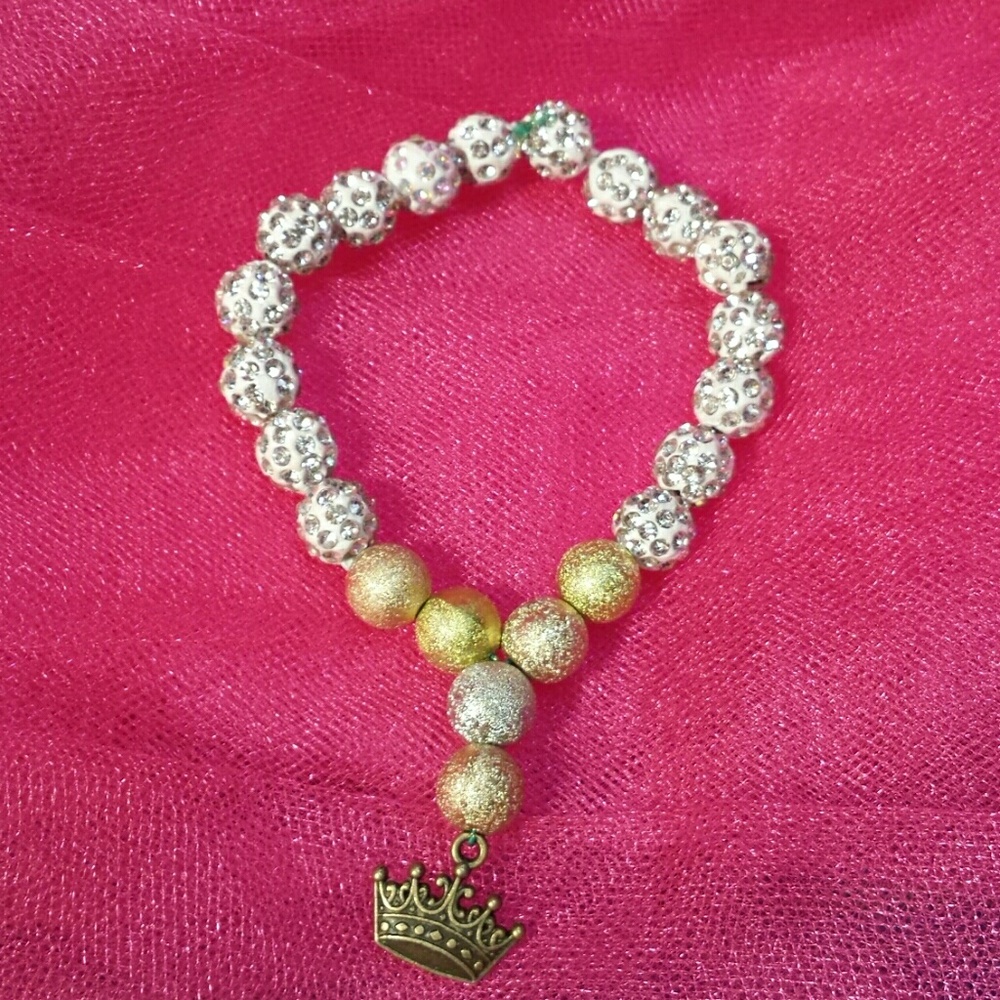 Princess Crown Charm Bling Sparkle Bracelet